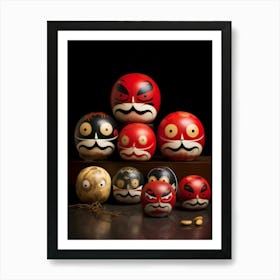 Daruma Dolls Japanese Illustration 2 Art Print