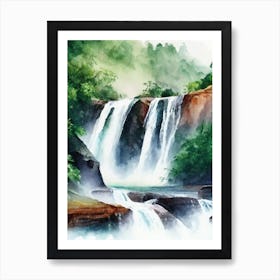 Nohkalikai Falls, India Water Colour  (1) Art Print