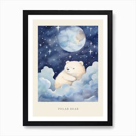Baby Polar Bear 1 Sleeping In The Clouds Nursery Poster Art Print