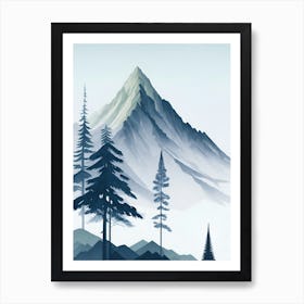 Mountain And Forest In Minimalist Watercolor Vertical Composition 359 Art Print