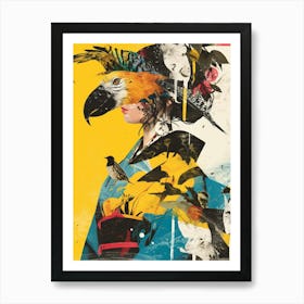 Asian Woman With Parrots Art Print