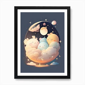 Asterism Kawaii Kids Space Art Print