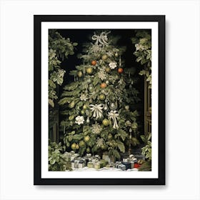 William Morris Style Christmas Tree 1 Art Print