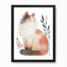 American Curl Cat Clipart Illustration 4 Art Print