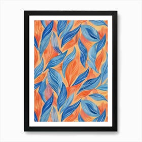 Blue And Orange Leaves 4 Art Print