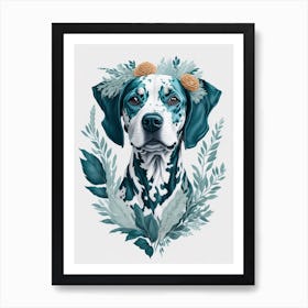 Floral Dalmatian Dog Painting (5) Art Print