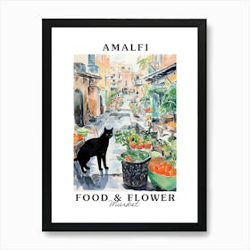 Food Market With Cats In Amalfi 4 Poster Art Print