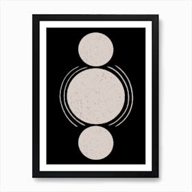 Three Circles On A Black Background Art Print