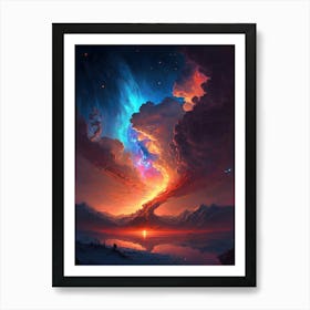 Night Sky Nebula Sunset Art Print