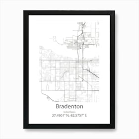 Bradenton,United States Minimalist Map Art Print