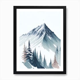 Mountain And Forest In Minimalist Watercolor Vertical Composition 173 Art Print