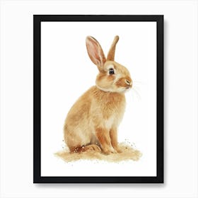 Tan Rabbit Nursery Illustration 4 Art Print