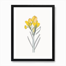 Freesia Floral Minimal Line Drawing 2 Flower Art Print