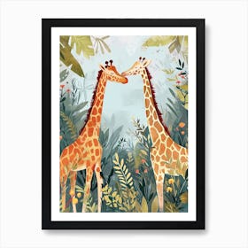 Giraffes In Love Modern Illustration 2 Art Print