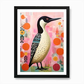 Pink Scandi Common Loon 2 Art Print