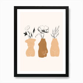 Boho Female Body Vases Art Print