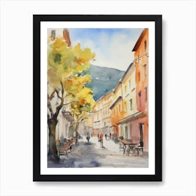 Trento, Italy Watercolour Streets 2 Art Print