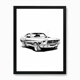 Ford Mustang Line Drawing 24 Art Print