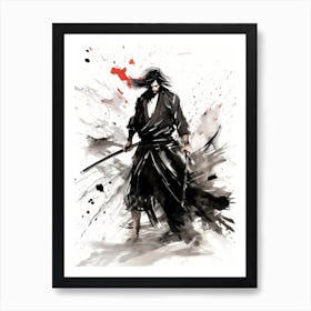 Japanese Ronin Sumi-e 1 Art Print