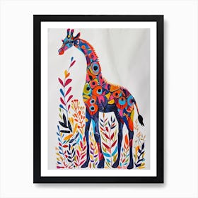 Rainbow Geometric Giraffe 1 Art Print