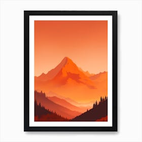 Misty Mountains Vertical Composition In Orange Tone 218 Art Print
