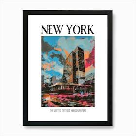 The United Nations Headquarters New York Colourful Silkscreen Illustration 3 Poster Art Print