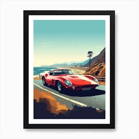 A Ferrari 250 Gto In The Pacific Coast Highway Car Illustration 1 Art Print