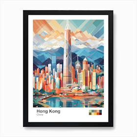 Hong Kong, China, Geometric Illustration 1 Poster Art Print