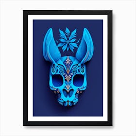 Animal Skull Blue Mexican Art Print