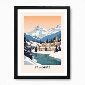 Vintage Winter Travel Poster St Moritz Switzerland 3 Art Print