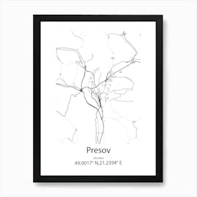 Presov,Slovakia Minimalist Map Art Print