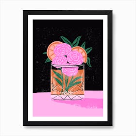 Botanical Whiskey Sour Cocktail Art Print