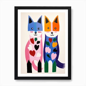 Colourful Kids Animal Art Arctic Fox 1 Art Print