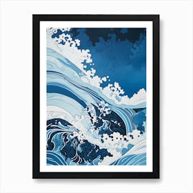 Deep Blue Ocean Waves Art Print