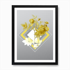 Botanical Turnip Roses in Yellow and Gray Gradient n.018 Art Print