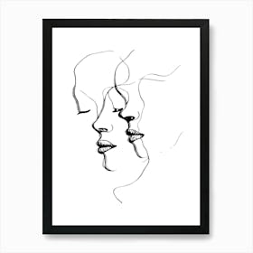 Portrait Of A Woman Minimalist Line Art Monoline Illustration Art Print