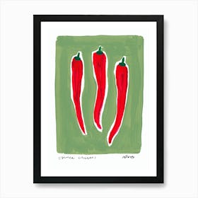 Three Chillis Green Food Art Print