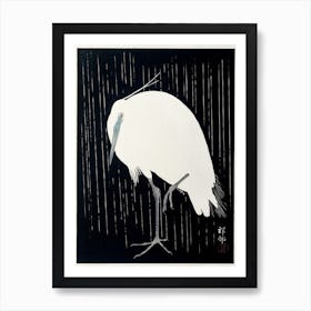 Egret In The Rain, Ohara Koson Vintage Japanese Art Print