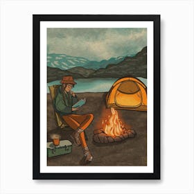 Camping by the Lake Art Print