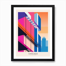 Willis Tower Skydeck 2 Chicago Colourful Travel Poster Art Print