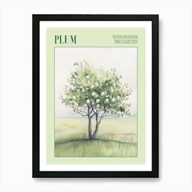 Plum Tree Atmospheric Watercolour Painting 2 Poster Art Print