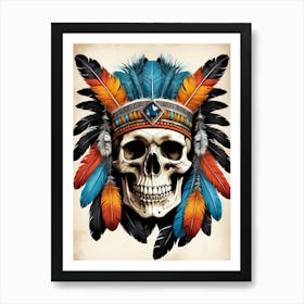 Skull Indian Headdress (22) Art Print