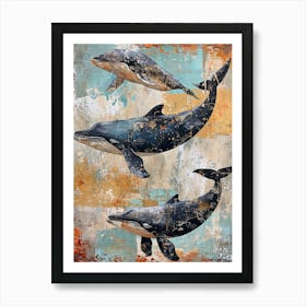 Whimsical Whales Brushstrokes 4 Art Print