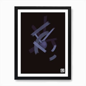 Black Blue Ball Abstract Art Print