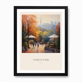 Namsan Park Seoul South Korea 3 Vintage Cezanne Inspired Poster Art Print