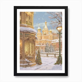 Vintage Winter Illustration Moscow Russia 4 Art Print