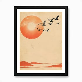 Sunset With Birds 1 Art Print