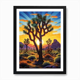 Joshua Tree At Night In South Western Style (3) Art Print