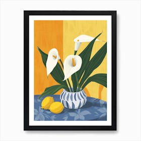 Calla Lily Flowers On A Table   Contemporary Illustration 1 Art Print