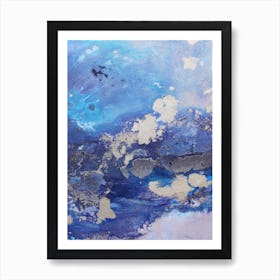 Blue And Gold Abstract Painting Art Print